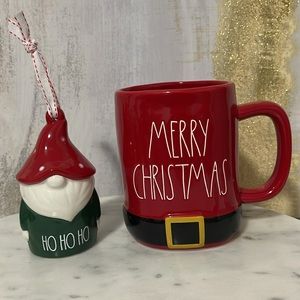 RAE DUNN Merry Christmas 🎄 buckle mug +  gnome ornament 🎁💝☃️🎉🎅